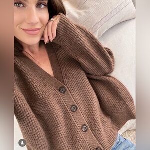 Jenni Kayne Brown Cardigan Sweater (cashmere-wool blend)